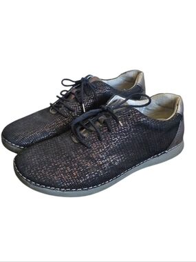 Alegria Essence Pewter Finery Women’s Leather Sneakers Size 40 / US Size 9.5/10